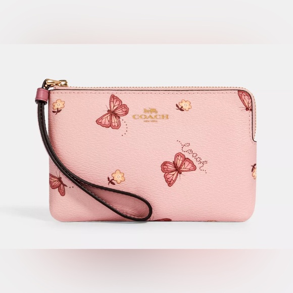 Coach Handbags - Coach Corner Zip Wristlet With Butterfly Print